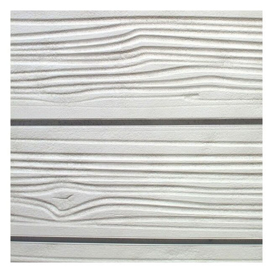 Wall panel in white finish showing smooth, bright wood grain texture suitable for modern or coastal interior design.