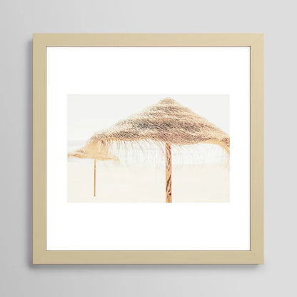 Beach Dreams III coastal print in maple frame in coffee shop or brunch café