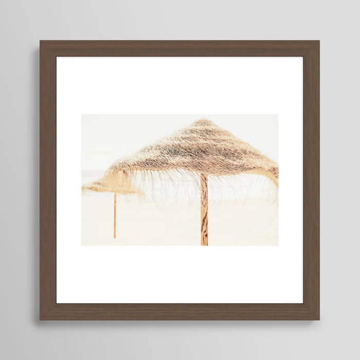 Beach Dreams III art print in walnut frame on lounge or cocktail bar wall