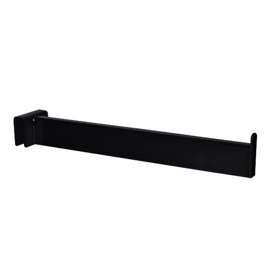 12-inch rectangular tubing faceout in a matte black finish, designed for forward-facing garment display on a rectangular bar.