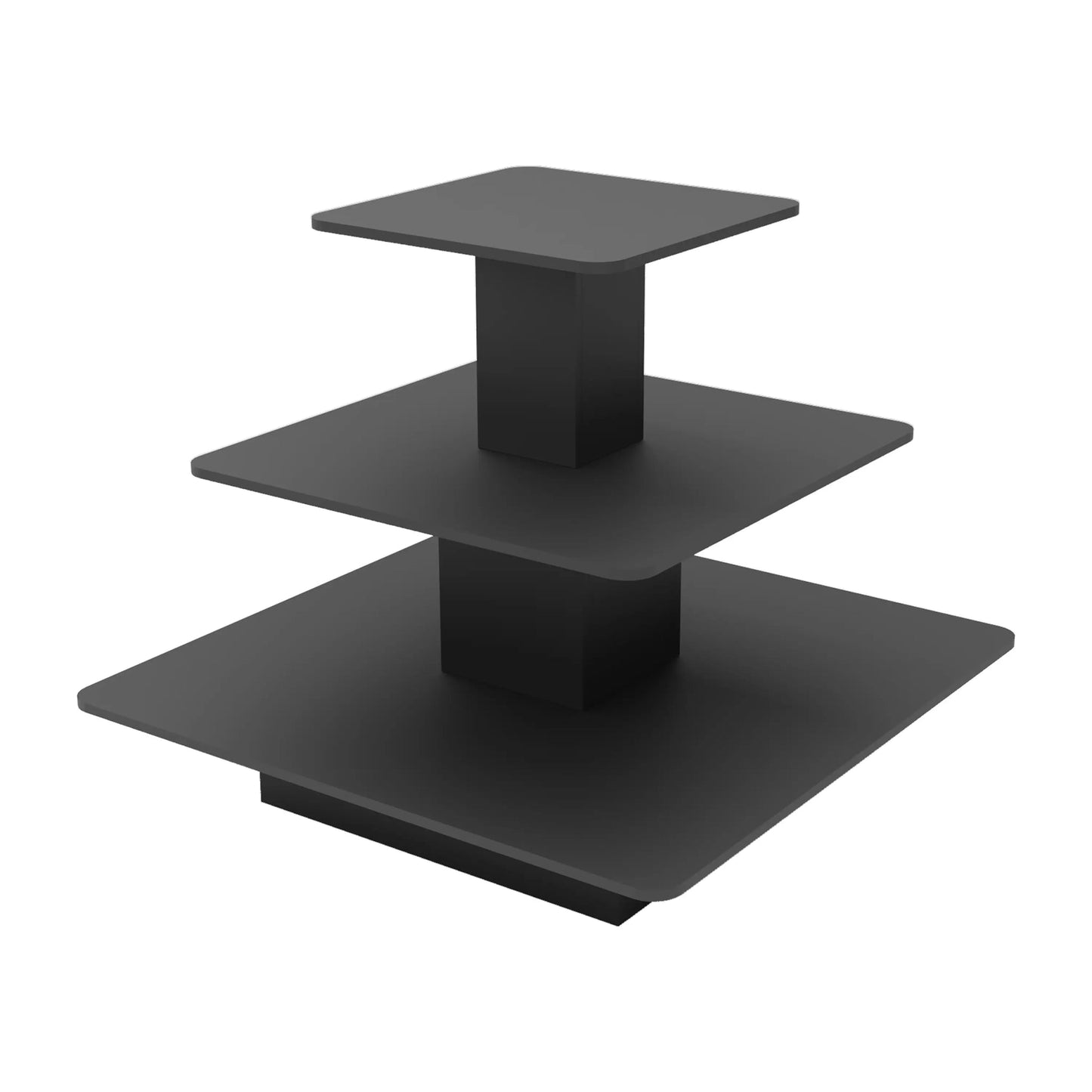 Black finish color option shown as a smooth, solid surface used for retail display tables and commercial fixtures.