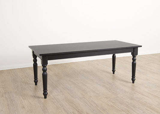 Black finish color option featuring a clean, matte painted surface used for wooden retail display tables