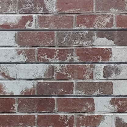 Faux brick wall panel in old red finish showing classic red brick tones with aged texture ideal for rustic or vintage décor.