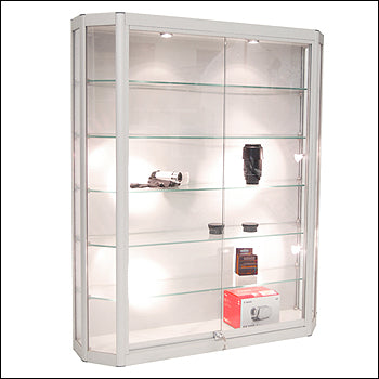 Contemporary Angle Edged Wall Hung Showcases - Brushed Silver - 1