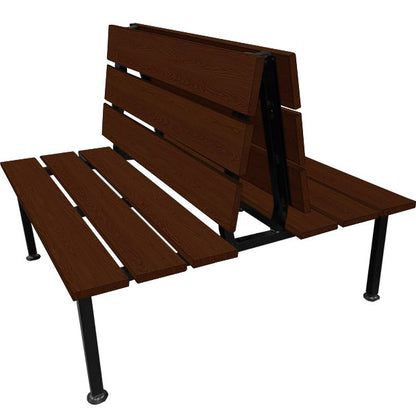 Cascade wood booth in walnut stain, designed for restaurants and cafés