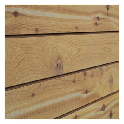 Natural cedar wall panel measuring 24 inches by 96 inches with warm wood grain and light natural tones