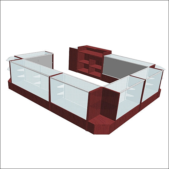 Economy Kiosk - Large 11 Unit Combo in Cherry - 1