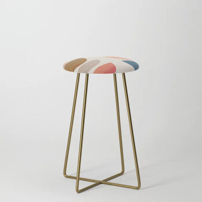 City Art Counter Stool with gold steel legs – artistic vegan leather seating designed for café counters, hotel dining spaces, and restaurant interiors