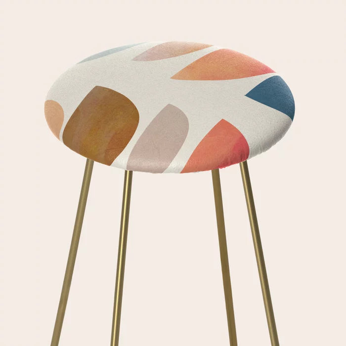 Above view of City Art Stool showcasing geometric vegan leather seat design, perfect for modern hotel bars, café counters, and restaurant interiors