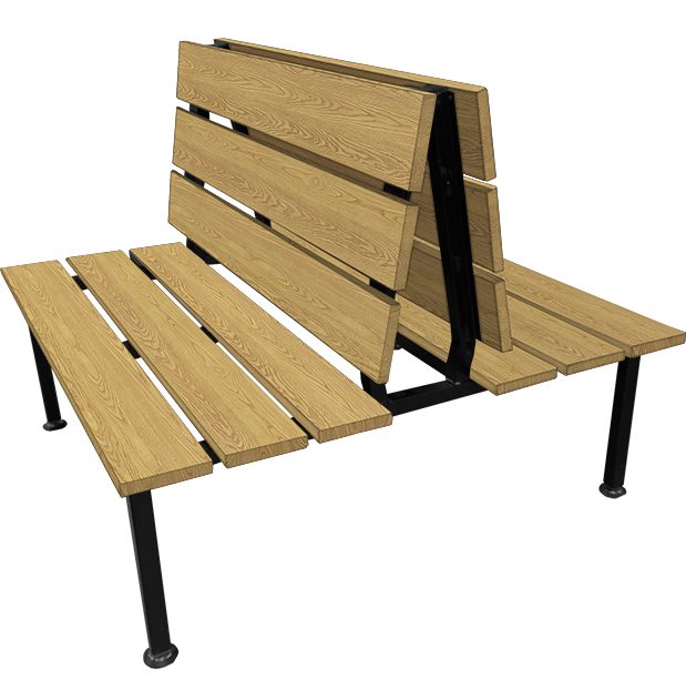 Cascade booth with clear coat wood finish and black steel base for a modern look