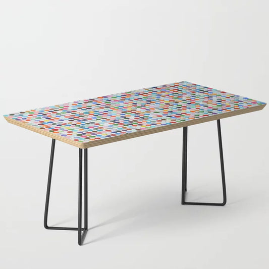 Colossal Polka Daubs Coffee Table by Ann Marie Coolick with black steel legs – bold abstract art-inspired furniture perfect for restaurant lounges, boutique hotels, and modern cafés