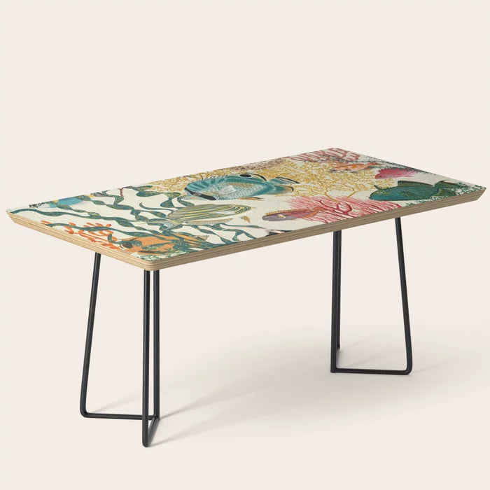 Coral Reef Deep Silence Coffee Table by Annick with black steel legs – modern Scandinavian-inspired furniture perfect for restaurants, boutique hotels, and café interiors