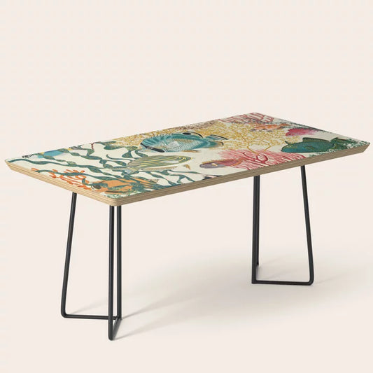 Coral Reef Deep Silence Coffee Table by Annick with black steel legs – modern Scandinavian-inspired furniture perfect for restaurants, boutique hotels, and café interiors
