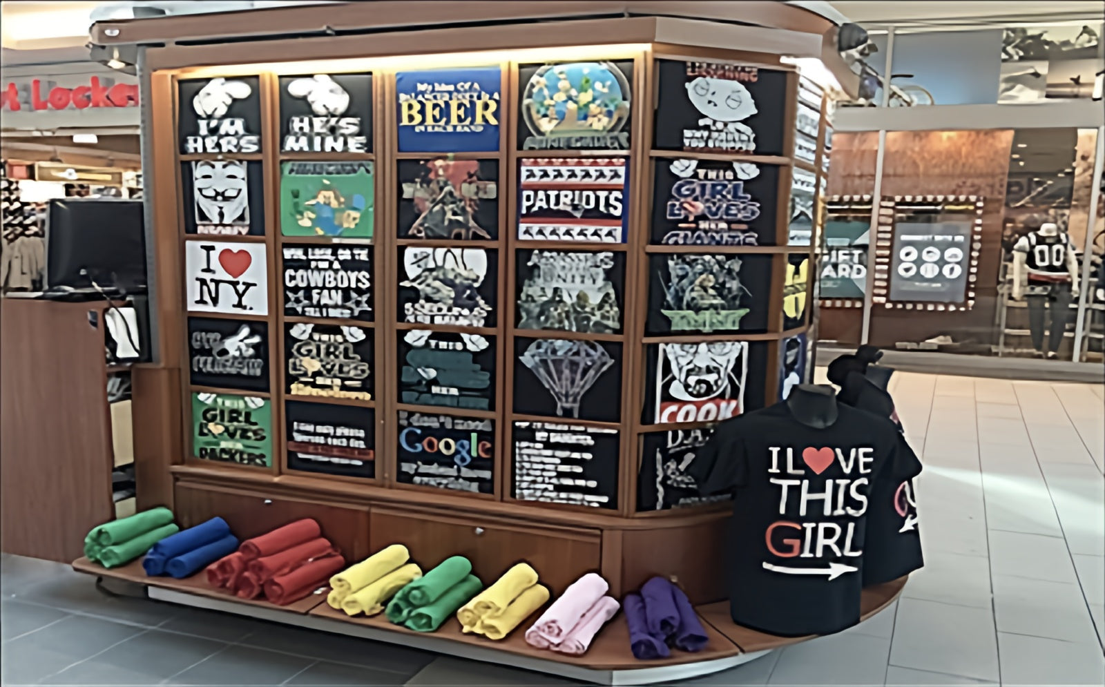 custom tee displays four