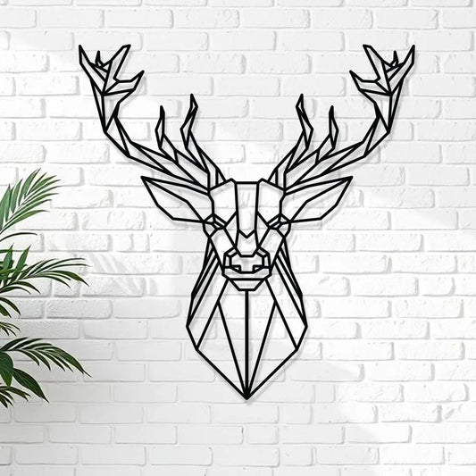Deer Head Silhouette Metal Wall Art in black matte finish featuring a modern deer design, crafted from durable aluminum composite for rustic bar, restaurant, or home décor.