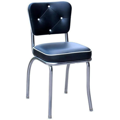 Two-tone black  and white diner chair with tufted backrest, perfect for restaurants, coffee shops, lunch counters, and hotel cafés.