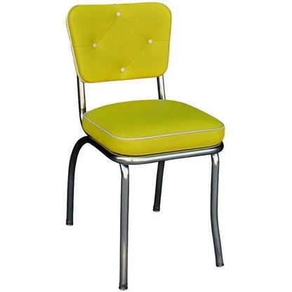 Two-tone yellow and white diner chair with tufted backrest, perfect for restaurants, coffee shops, lunch counters, and hotel cafés.