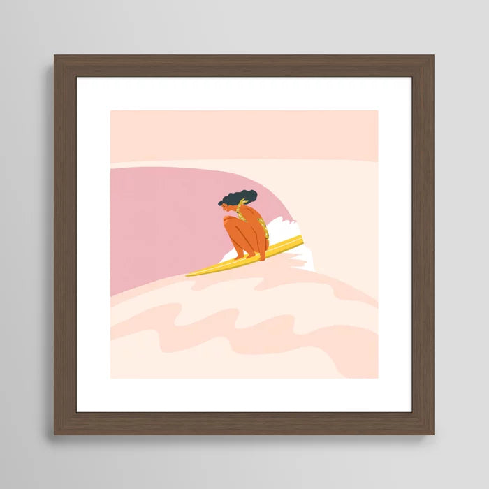 Down the Hill art print by Tasiania with a walnut wood frame, adding warmth and texture to this nature-inspired landscape artwork