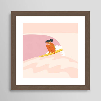 Down the Hill art print by Tasiania with a walnut wood frame, adding warmth and texture to this nature-inspired landscape artwork