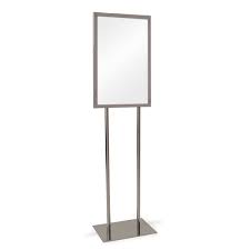 14" x 22" Bulletin Sign Holder w/ Rectangular Tubing Base - Chrome - 1