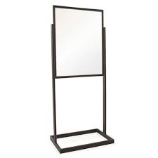 22" x 28" Bulletin Sign Holder w/ Rectangular Tubing Base - Black and Chrome - 1