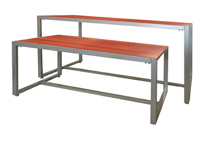 Cherry finish color option featuring a warm reddish woodgrain melamine surface used for retail display tables and commercial fixtures.