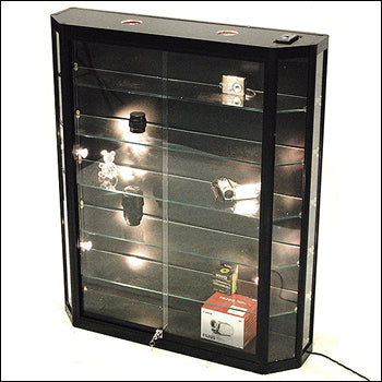 Contemporary Angle Edged Wall Hung Showcases - Matte Black - 1