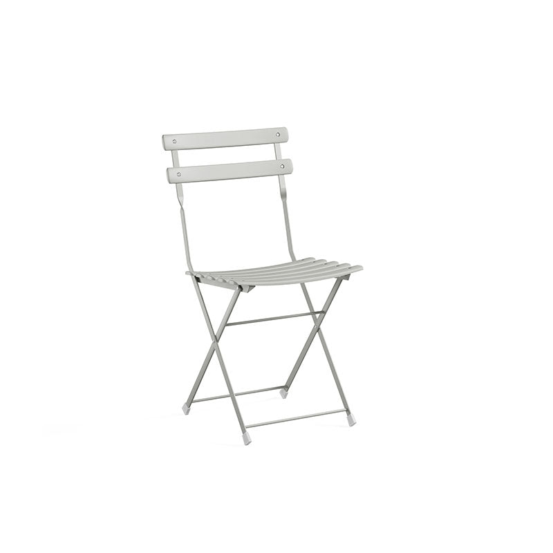 Emu Arc en Ciel E314 folding side chair in cement finish featuring a contemporary steel design suited for indoor and outdoor dining.