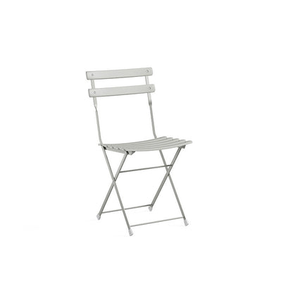 Emu Arc en Ciel E314 folding side chair in cement finish featuring a contemporary steel design suited for indoor and outdoor dining.