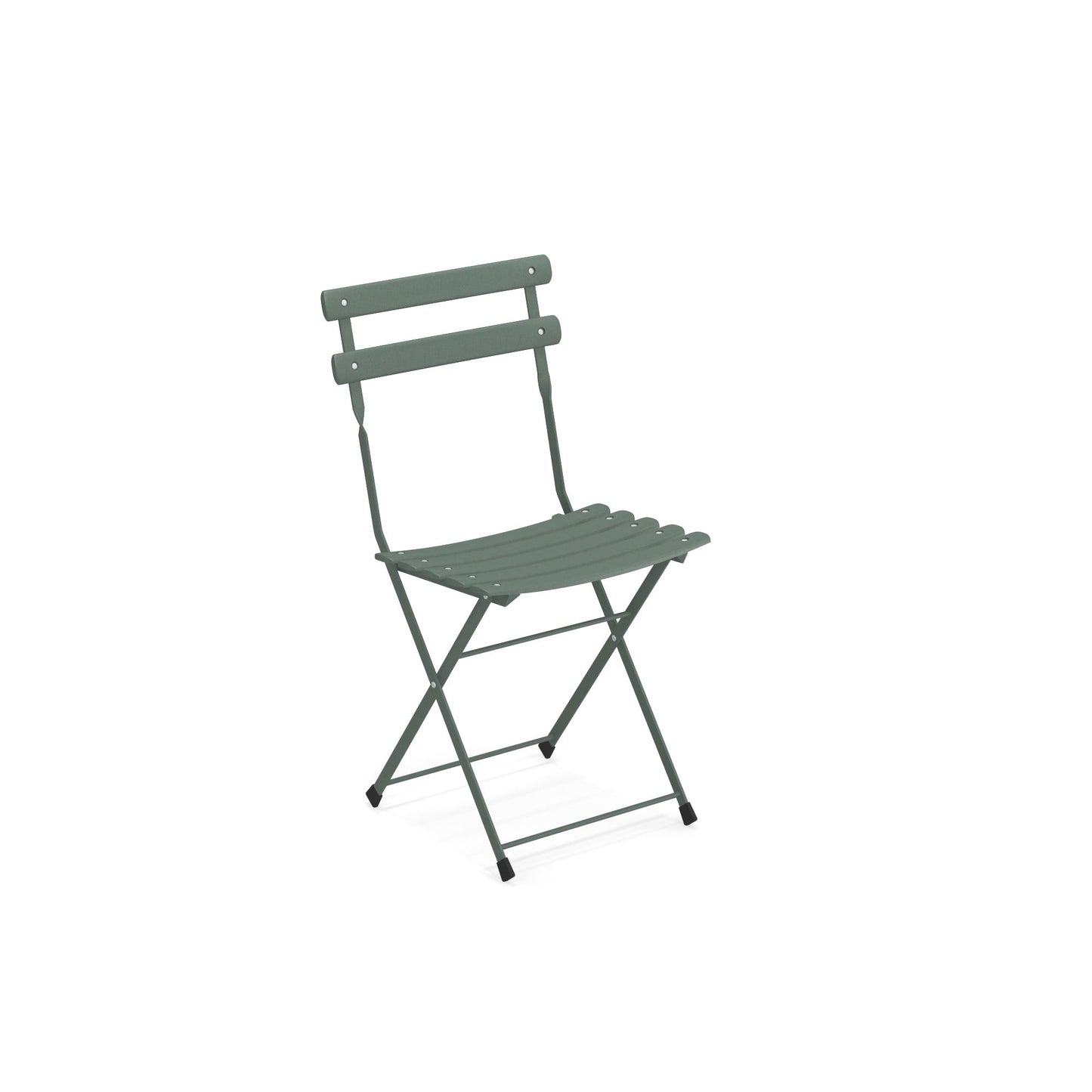 Emu Arc en Ciel E314 steel folding chair in dark green finish with a powder-coated frame, ideal for outdoor cafés and terraces.