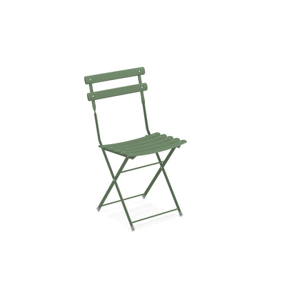 Emu Arc en Ciel E314 stacking folding chair in military green finish, ideal for cafés, patios, and garden seating areas.