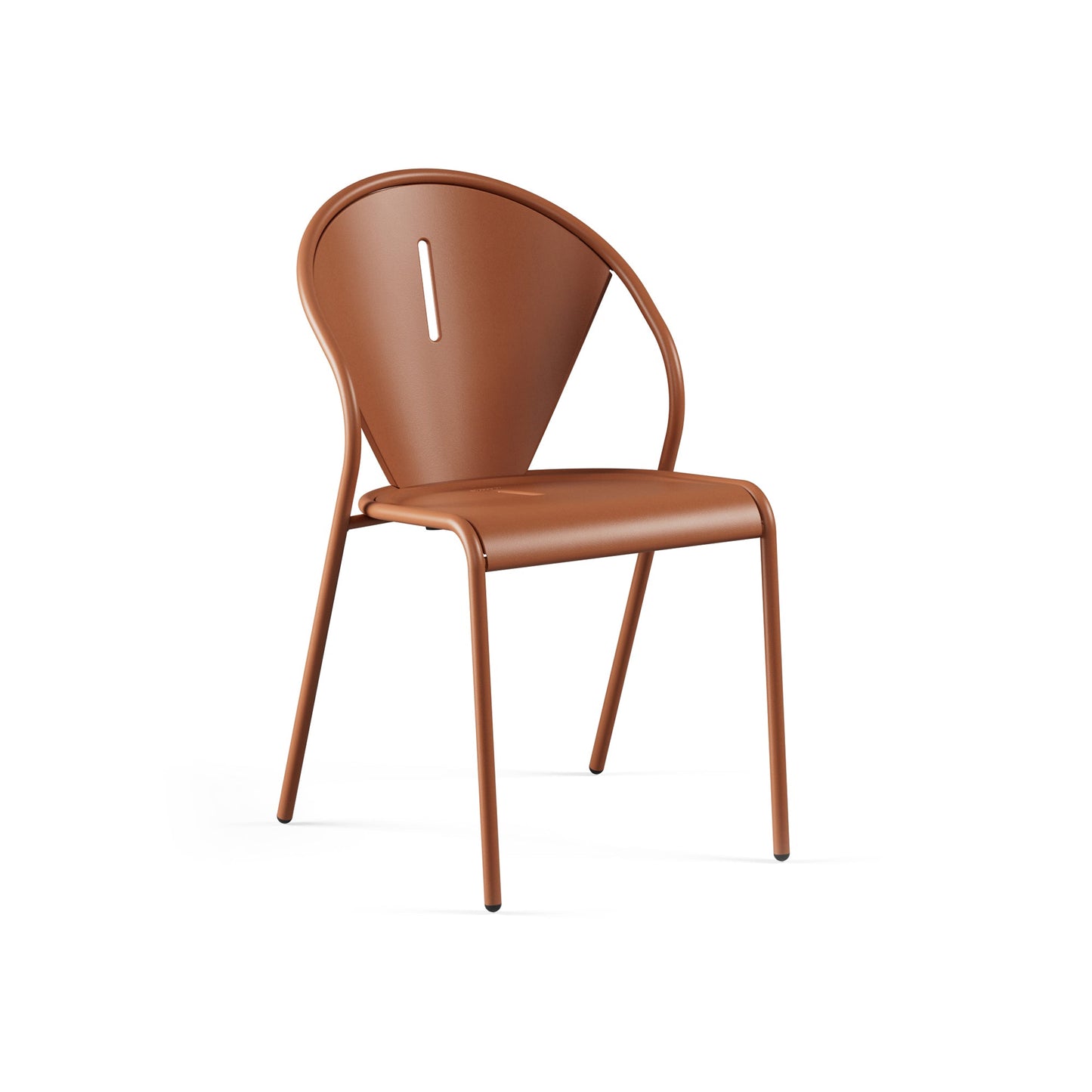 Emu Code E679 stacking chair in maple red powder-coated finish, stylish and durable for restaurant patios, cafés, and dining terraces.