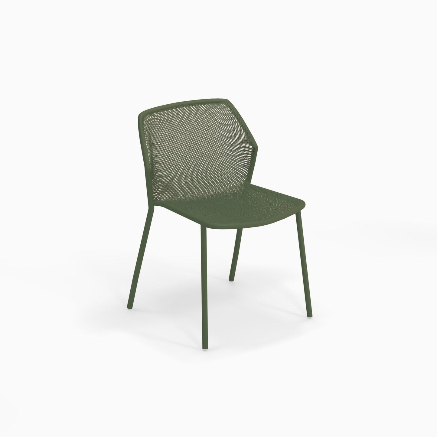 Emu Darwin E521 outdoor chair in military green with e-coated tubular steel frame and breathable mesh seat, built for durability and style.