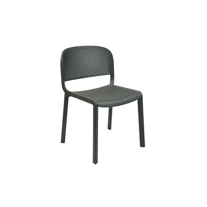 Emu Dome B9011 stackable side chair in anthracite gray finish, made of durable polypropylene for indoor and outdoor restaurant or café seating.