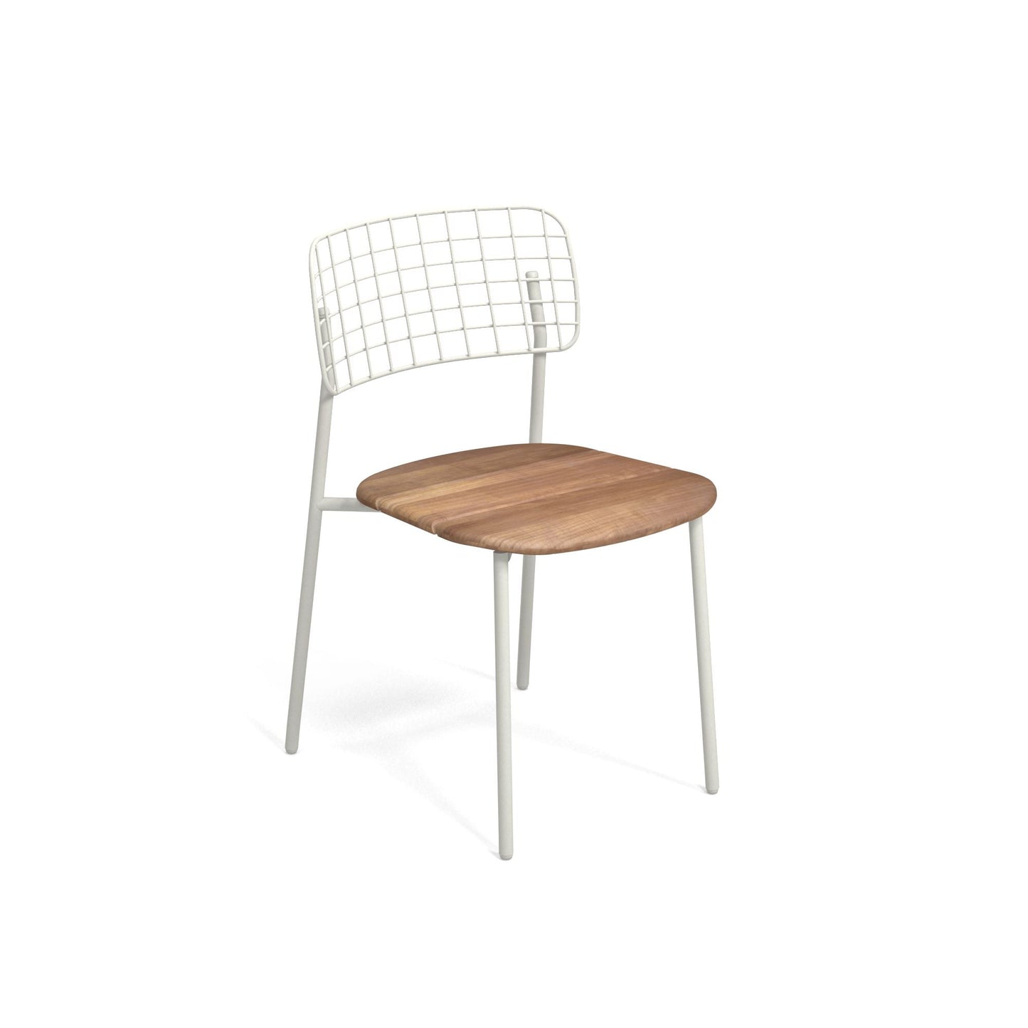 Emu Lyze E615T Outdoor Indoor Stacking Side Chair with Aluminum Frame and Teak Slats