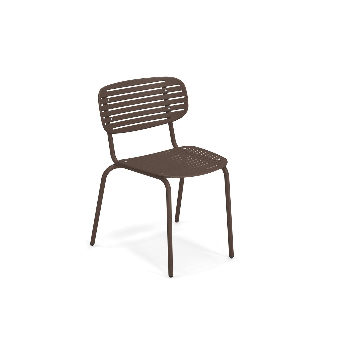 Emu Mom #639 bronze powder-coated steel chair for indoor and outdoor dining spaces, durable and elegant for commercial use.