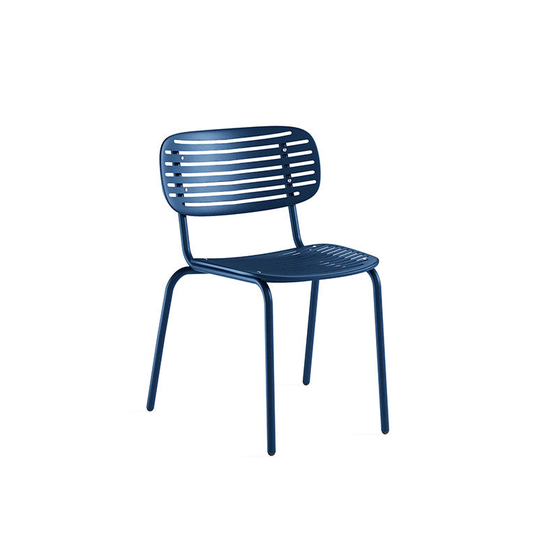 Emu Mom #639 sapphire blue stackable chair brings a refreshing pop of color to patios, cafés, and dining spaces.