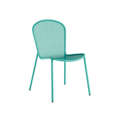 Emu Ronda 2.0 E457 outdoor chair in ocean green finish with durable steel mesh design, ideal for coastal restaurants and patios.