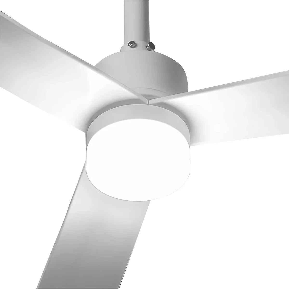 Contemporary white ceiling fan with remote control and adjustable color temperature bright light