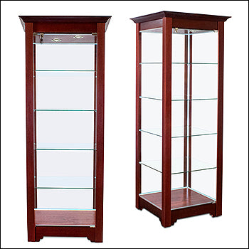 Classic Euro Wood Veneer Square Tower Case with LED Lights - 1