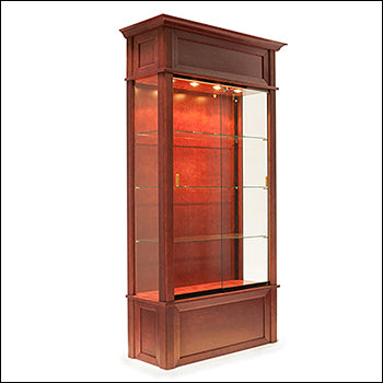 Euro Wood Veneered Trophy Wall Case with Crown Molding - Multiple Finish Options - 1