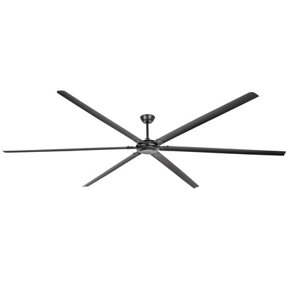120-inch black industrial ceiling fan with six aluminum blades and remote control for restaurants, gyms, and commercial spaces