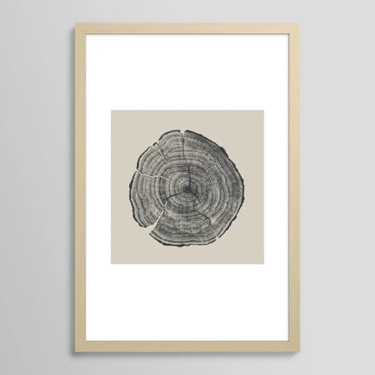 Hand-Drawn Oak art print by Dan Hobday in light birch frame highlighting natural wood tone and modern minimalist style.