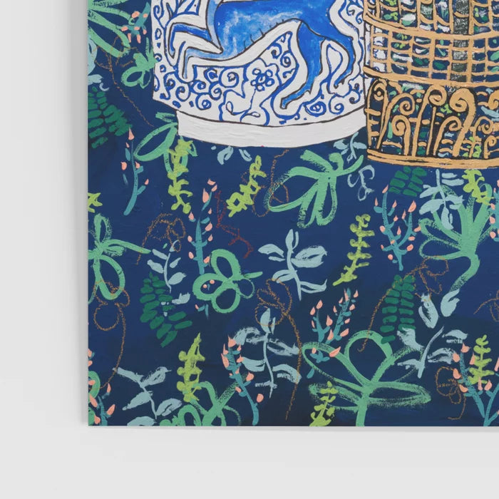Close-up of The Domesticated Jungle poster showing fine detail, smooth gloss texture, and rich color depth