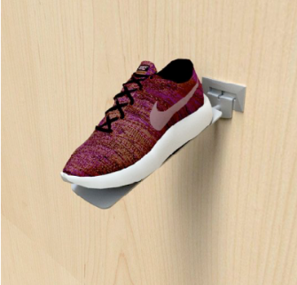 Slatwall Shoe Display Front Face Silver Frost Finish Dimensions: 8-1/2" x 2 1/2" - 1