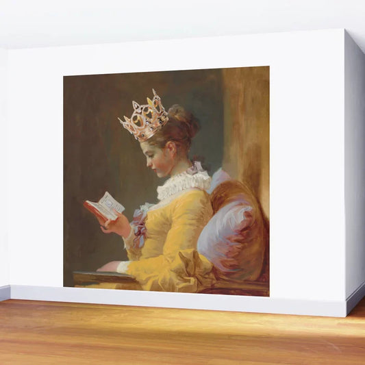 How to Be a Queen Wall Mural by Classy Socks installed in a modern restaurant or boutique hotel – 8-foot pop art mural with bold colors for hospitality interiors