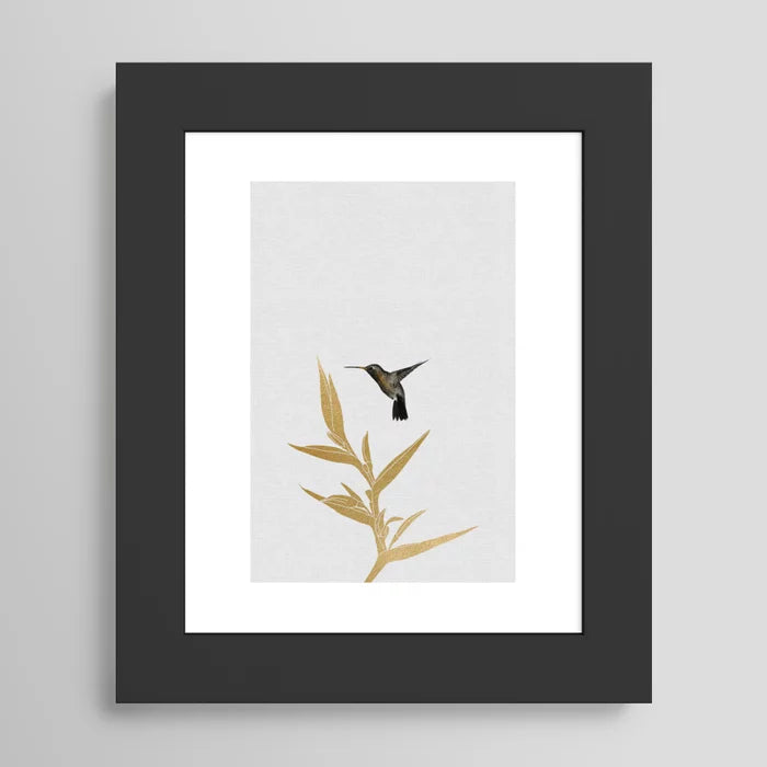 Hummingbird & Flower II Art Print – Nature-Inspired Botanical Wall Art