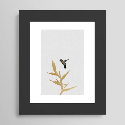 Hummingbird & Flower II Art Print – Nature-Inspired Botanical Wall Art