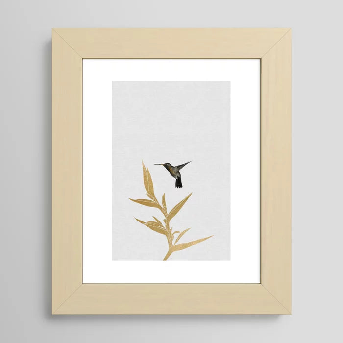Hummingbird & Flower II Art Print – Nature-Inspired Botanical Wall Art