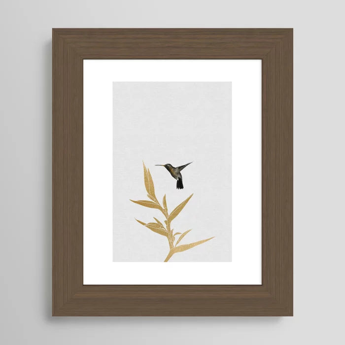 Hummingbird & Flower II Art Print – Nature-Inspired Botanical Wall Art